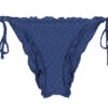 Blue Scrunch Side-tie Bikini Bottom With Textured Fabric - Bottom Kiwanda Denim Frufru