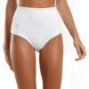White High Waist Lace Brazilian Bikini Bottom - Bottom Laise Branco