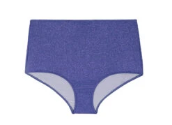 High-waisted Bikini Bottoms In Shiny Dark Blue Lurex - Calcinha Radiante Azul Marinho Hot Pant
