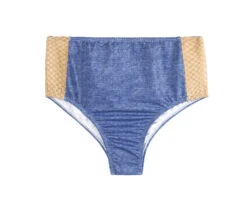 High-waisted Dual Material Swimsuit Bottom - Calcinha Jeans Tilapia