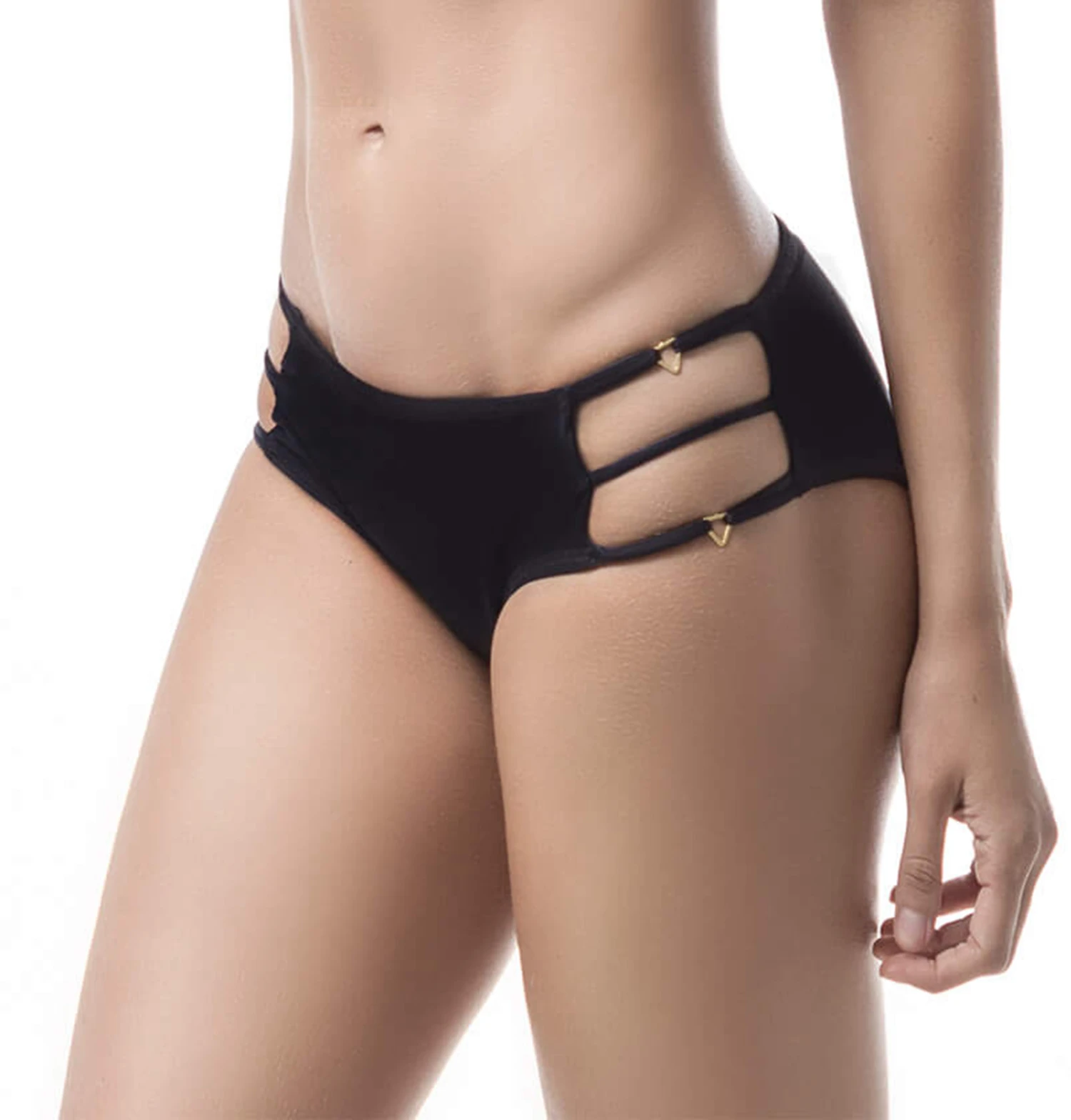 Black Scrunch Bikini Bottom With Side Straps - Bottom Mar De Condor 5 Black Scrunch Bikini Bottom With Side Straps - Bottom Mar De Condor - Image 3