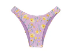 Purple High Leg Bikini Bottom In Flowers - Bottom Canola High-leg