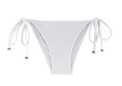 White Side-tie Textured Brazilian Bikini Bottom - Bottom Cloque Branco Balconet