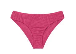 Pink Fuchsia Textured Fabric Fixed Bikini Bottom - Bottom Cloque Lichia Bandeau
