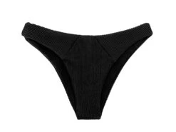 Textured Black High-leg Fixed Bikini Bottom - Bottom Cotele-preto Lisboa