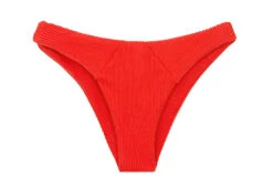 Textured Red High-leg Fixed Bikini Bottom - Bottom Cotele-tomate Lisboa
