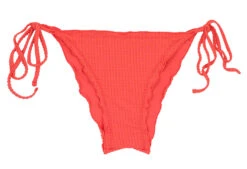 Textured Coral Scrunch Bikini Bottom With Wavy Edges - Bottom Dots-tabata Frufru