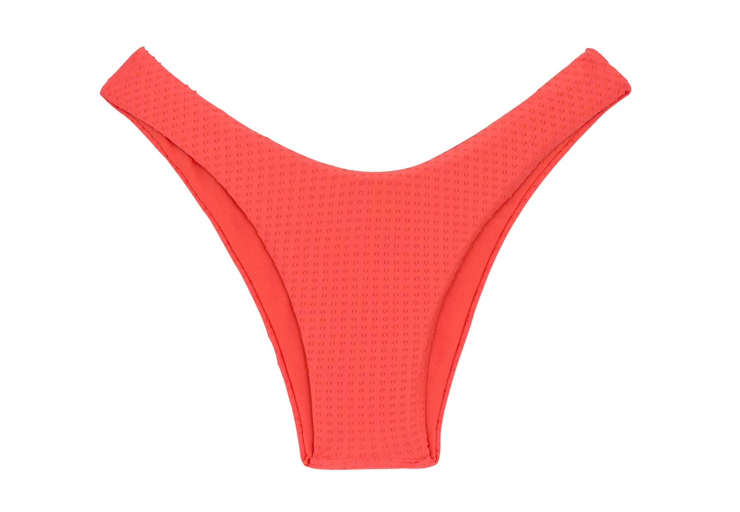 Embossed Textured Coral Pink High Leg Bikini Bottom - Bottom Dots-tabata High-leg 3 Embossed Textured Coral Pink High Leg Bikini Bottom - Bottom Dots-tabata High-leg
