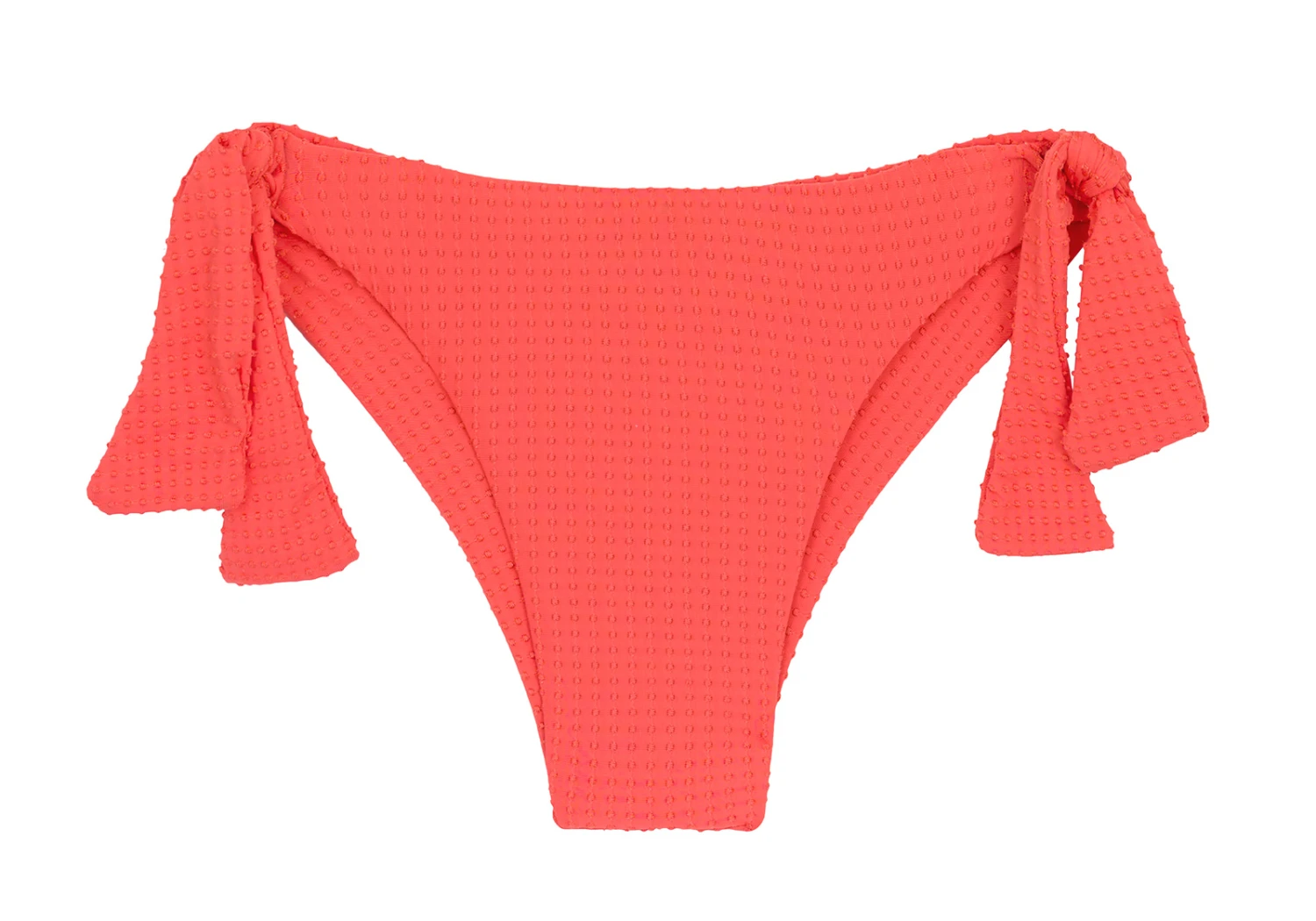 Textured Coral Side-tie Brazilian Bikini Bottom - Bottom Dots-tabata Italy 3 Textured Coral Side-tie Brazilian Bikini Bottom - Bottom Dots-tabata Italy