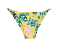 Yellow Floral Adjustable Scrunch Bikini Bottom - Bottom Florescer Babado