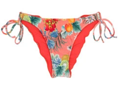 Coral Pink Print Double-tie Scrunch Bikini Bottom - Bottom Frutti Ipanema