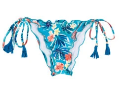 Floral Blue Side-tie Scrunch Bikini Bottoms - Bottom Isla Frufru