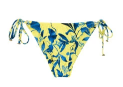 Yellow And Blue Print Side-tie Bikini Bottom - Bottom Lemon Flower Comfort