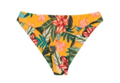 Orange Yellow Fixed Scrunch Bikini Bottom In Floral Print - Bottom Lis Nice