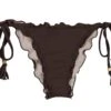 Brown Scrunch Bikini Bottom With Tassels - Bottom Meteorite Frufru