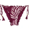 Wine Red Scrunch Bikini Bottom With Leaf Pattern And Wavy Edges - Bottom Palms-vine Frufru -Deals Scrunch Bikini Store bottom riodesol bottom palms vine frufru 0
