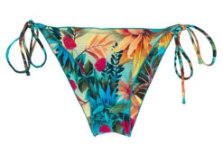 Tropical Floral Scrunch Bikini Bottom With Wavy Edges - Bottom Paradise Frufru