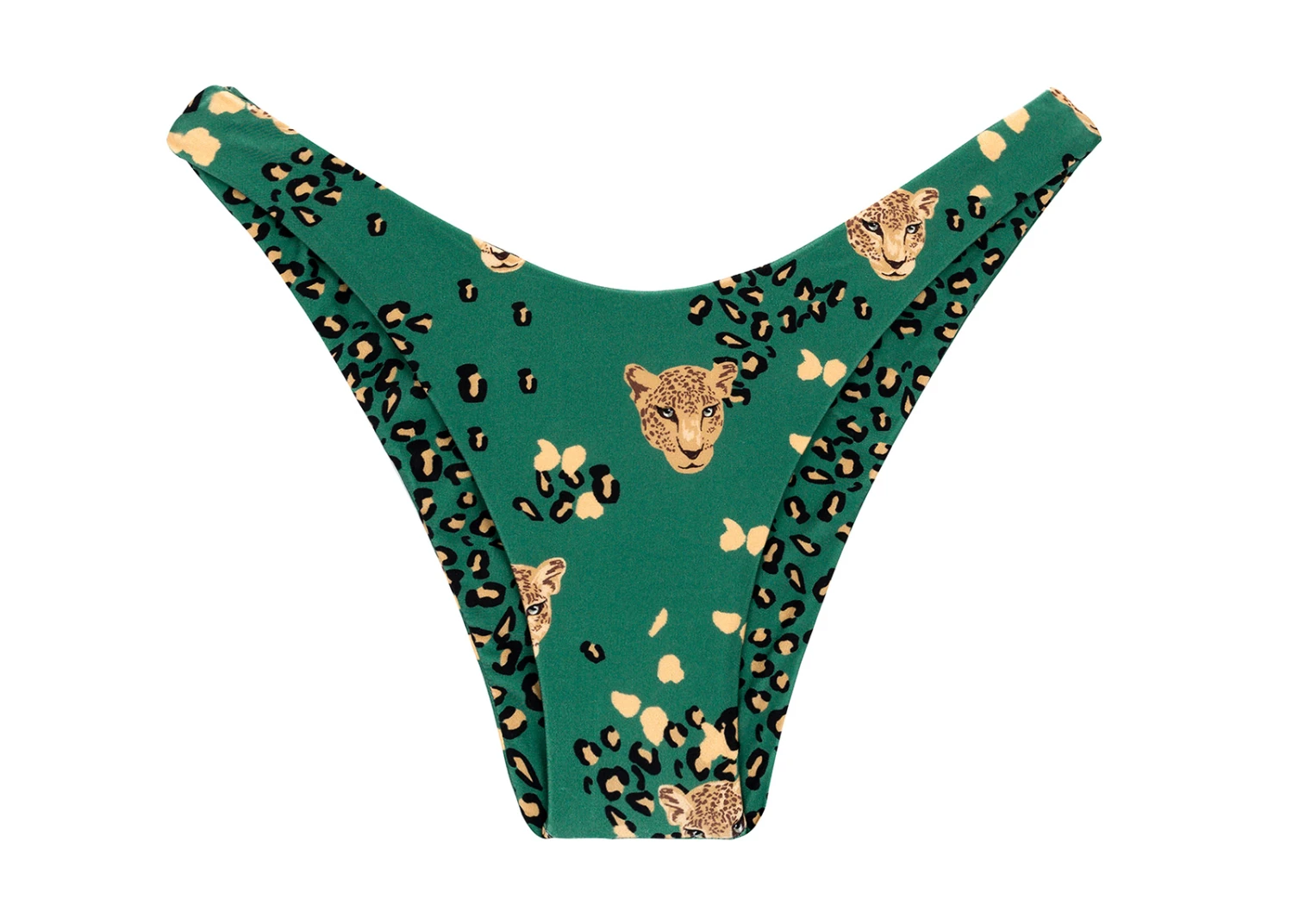Reversible Green Leopard Print Fixed Thong - Bottom Roar-green High-leg 3 Reversible Green Leopard Print Fixed Thong - Bottom Roar-green High-leg