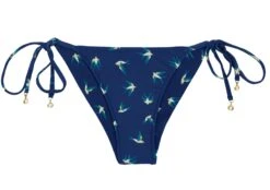 Navy Side-tie Bikini Bottom With Bird Pattern - Bottom Seabird Cheeky
