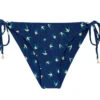 Navy Side-tie Scrunch Bikini Bottom Birds Pattern - Bottom Seabird Cheeky Comfort