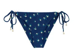 Navy Side-tie Scrunch Bikini Bottom Birds Pattern - Bottom Seabird Cheeky Comfort