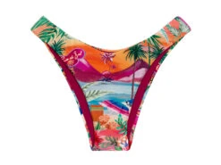 Colorful Tropical High Leg Brazilian Bikini Bottom - Bottom Sunset High-leg