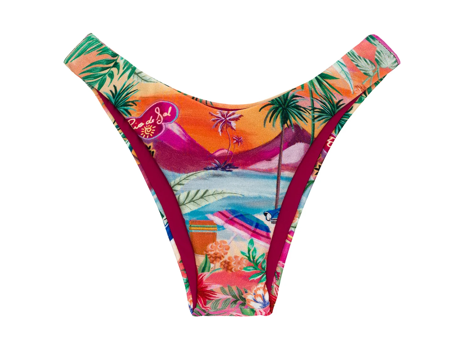 Colorful Tropical High Leg Brazilian Bikini Bottom - Bottom Sunset High-leg 3 Colorful Tropical High Leg Brazilian Bikini Bottom - Bottom Sunset High-leg