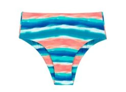 Blue And Coral High-waist Bikini Bottom - Bottom Upbeat Reto Hotpant