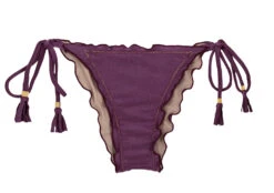 Plum Side-tie Scrunch Bikini Bottom Wavy Edges - Bottom Viena Frufru