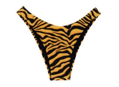Orange & Black Tiger Print High Leg Brazilian Bikini Bottom - Bottom Wild-orange High-leg
