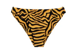 Orange & Black Tabby Scrunch Fixed Brazilian Bikini Bottom - Bottom Wild-orange Nice