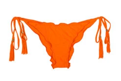 Scrunch Bikini Bottom In Orange With Tassels - Calcinha Ambra Frufru Sombrero