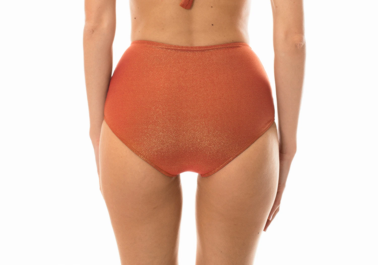 High-waisted Brazilian Bikini Bottoms In Copper Lurex - Calcinha Radiante Canela Hot Pant 5 High-waisted Brazilian Bikini Bottoms In Copper Lurex - Calcinha Radiante Canela Hot Pant - Image 3