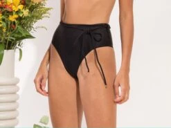Bottom Shimmer-black Belted-high-waist -Deals Scrunch Bikini Store bottom shimmer black belted high waist 3
