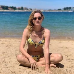 Yellow And Blue Print Side-tie Bikini Bottom - Bottom Lemon Flower Comfort -Deals Scrunch Bikini Store shop social photo 2529 1596078253